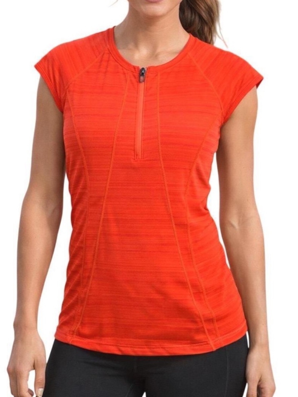 Athleta Pacifica Red quarter-zip UPF Sun protection Sleeveless Top small